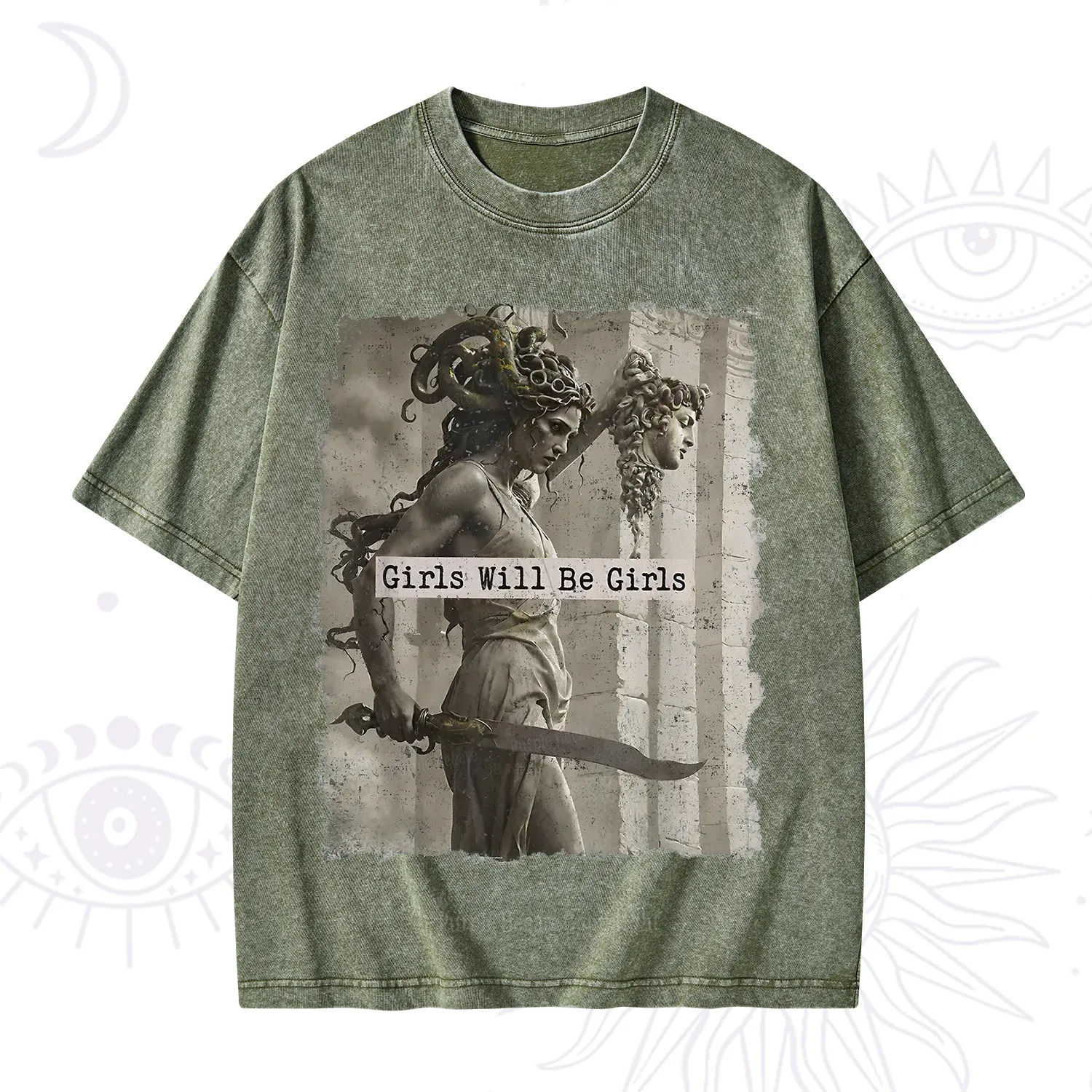 Purplehecate Medusa Girls Will Be Girls Washed T-Shirt