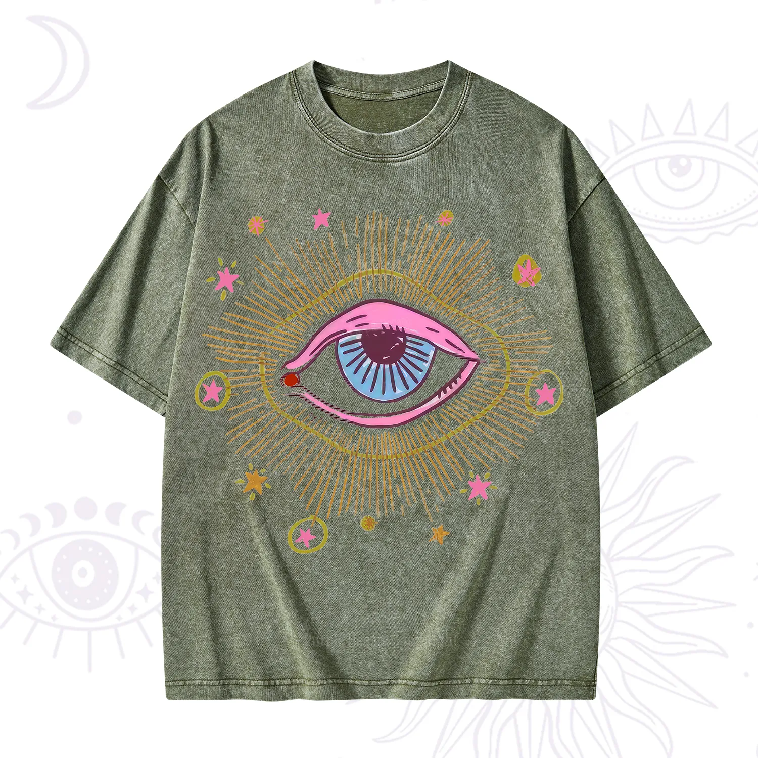 Purplehecate Mystic Gaze Evil Eye Protection Washed T-Shirt