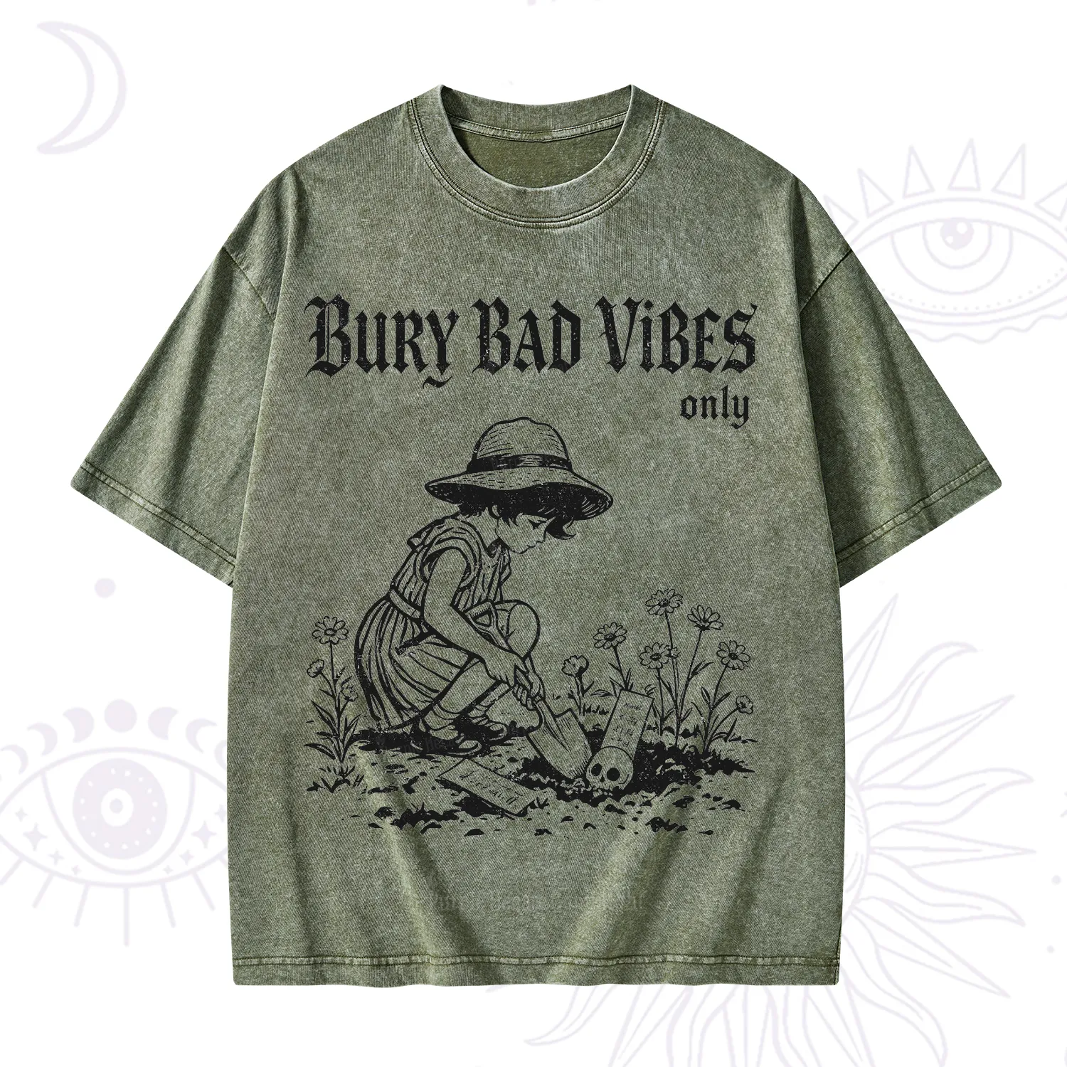 Purplehecate Bury Bad Vibes Only Washed T-Shirt