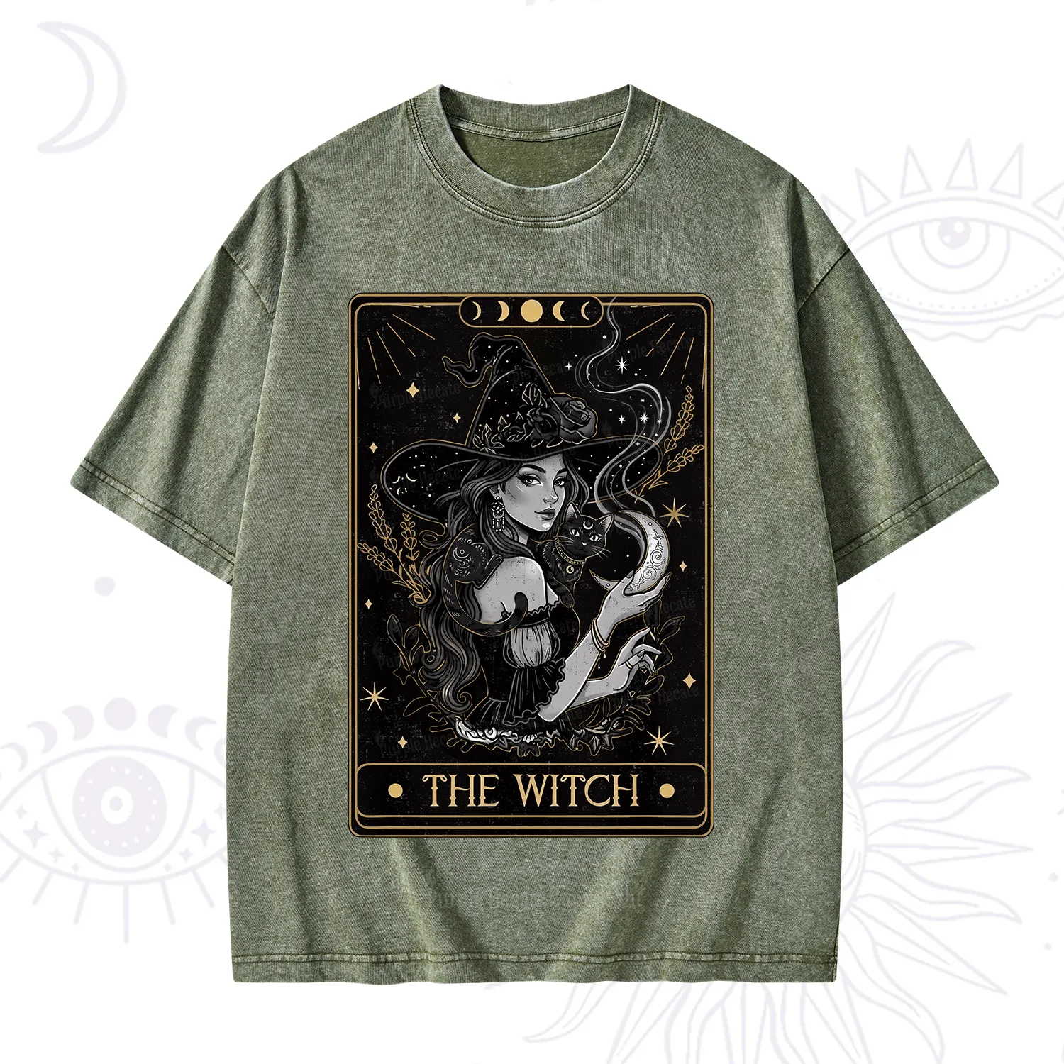 Purplehecate The Witch Enchanted Tarot Card Washed T-Shirt