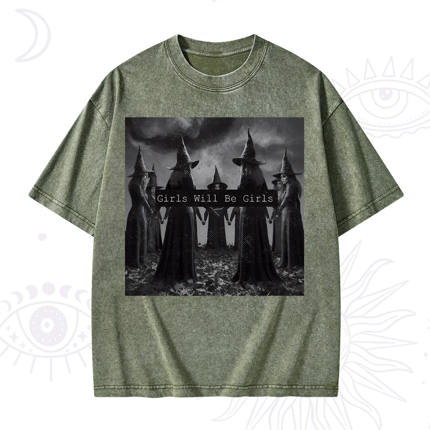 Purplehecate Vintage Girls Will Be Girls Witch Washed T-Shirt