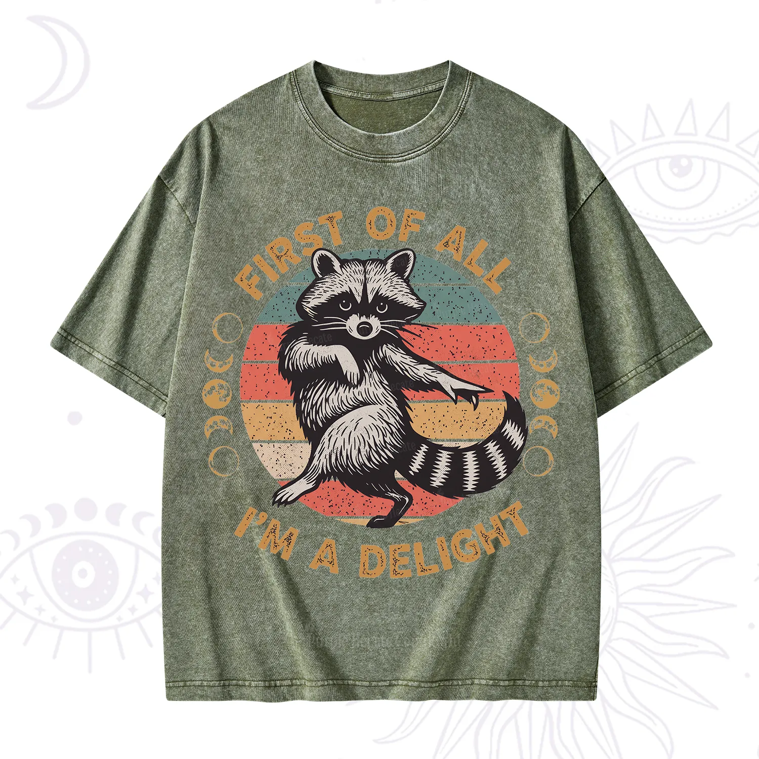 Purplehecate First of All I'm A Delight Raccoon Washed T-Shirt