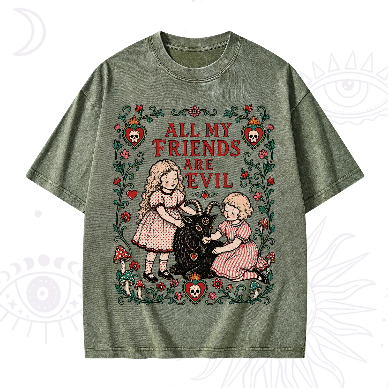 Purplehecate All My Friends Are Evil Washed T-Shirt
