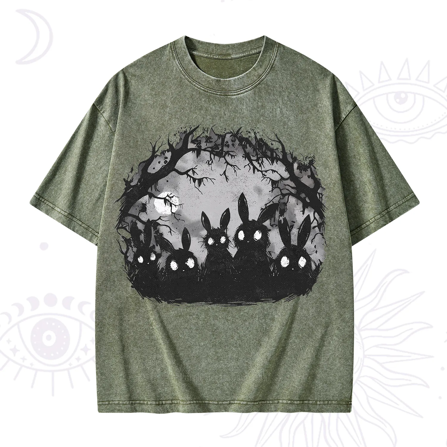 Purplehecate Creepy Weirdcore Bunny Washed T-Shirt
