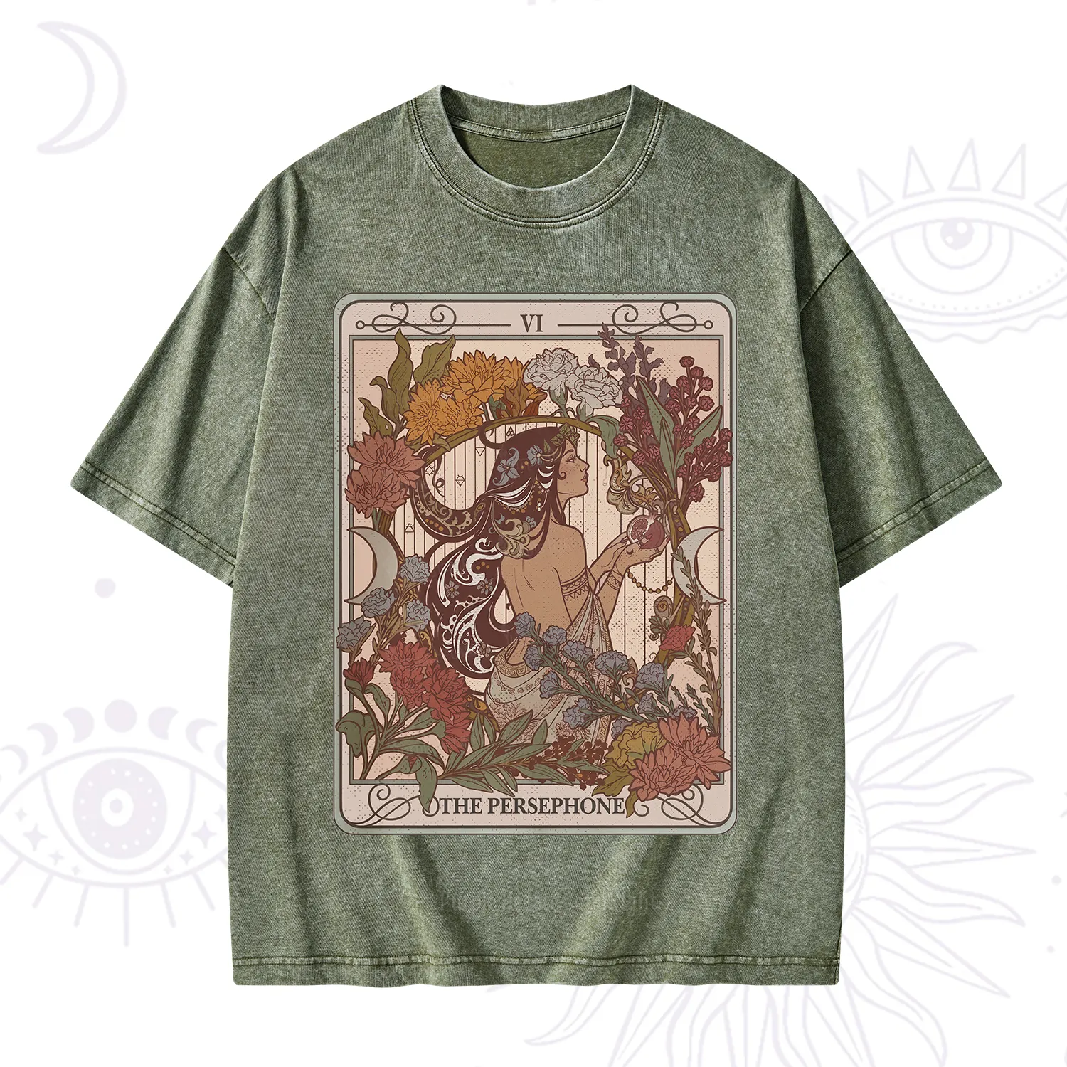 Purplehecate The Persephone Goddess Tarot Card Washed T-Shirt