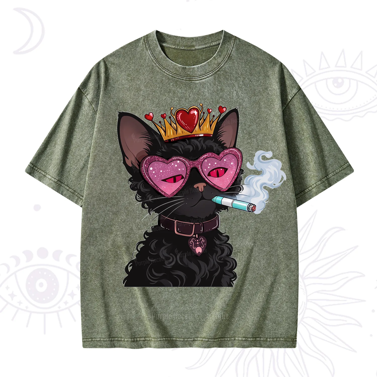 Purplehecate Join the Baddie Era Queen Cat Washed T-Shirt