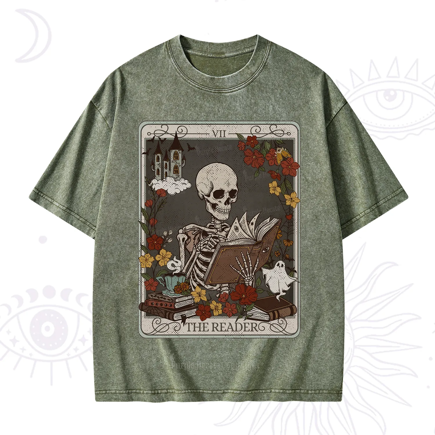 Purplehecate The Reader Tarot Card Washed T-Shirt