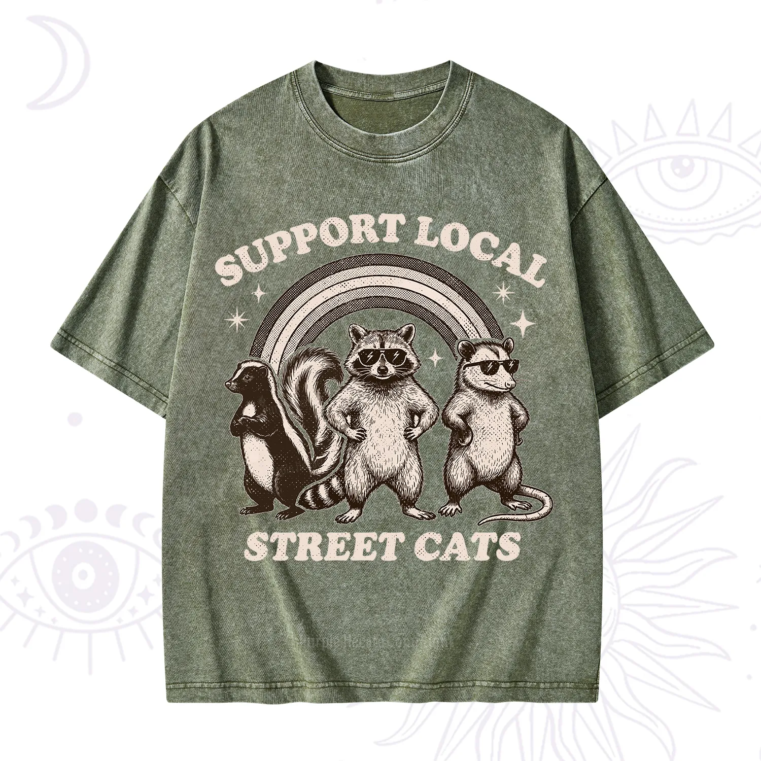 Purplehecate Support your local street cats Washed T-Shirt