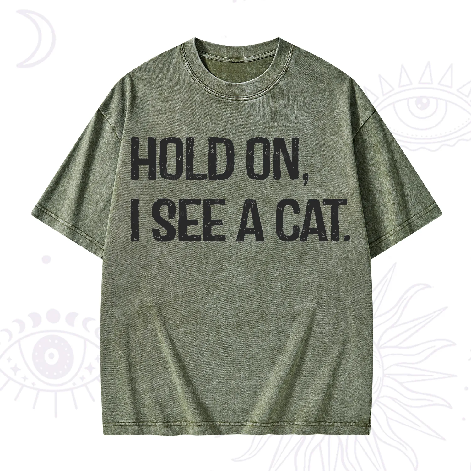 Purplehecate Hold on I See A Cat Washed T-Shirt