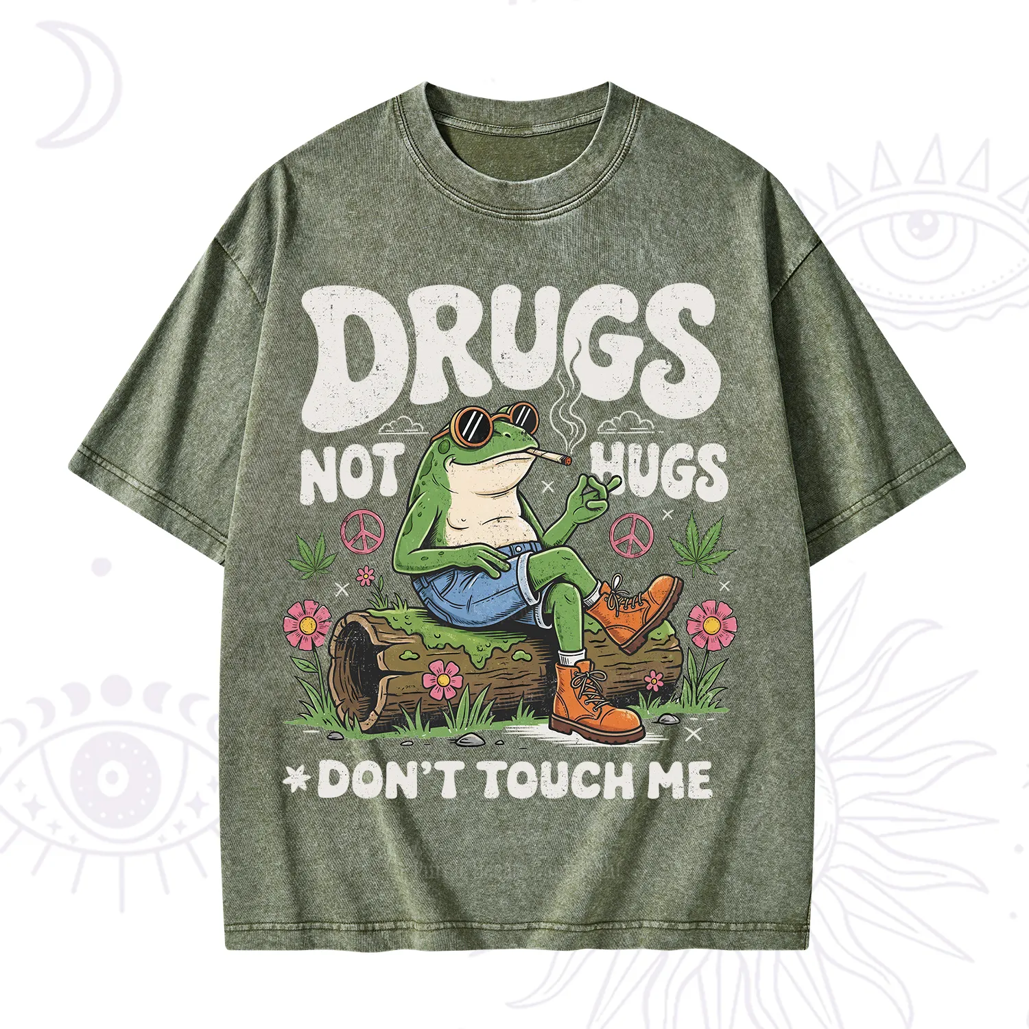 Purplehecate Drugs Not Hugs Washed T-Shirt