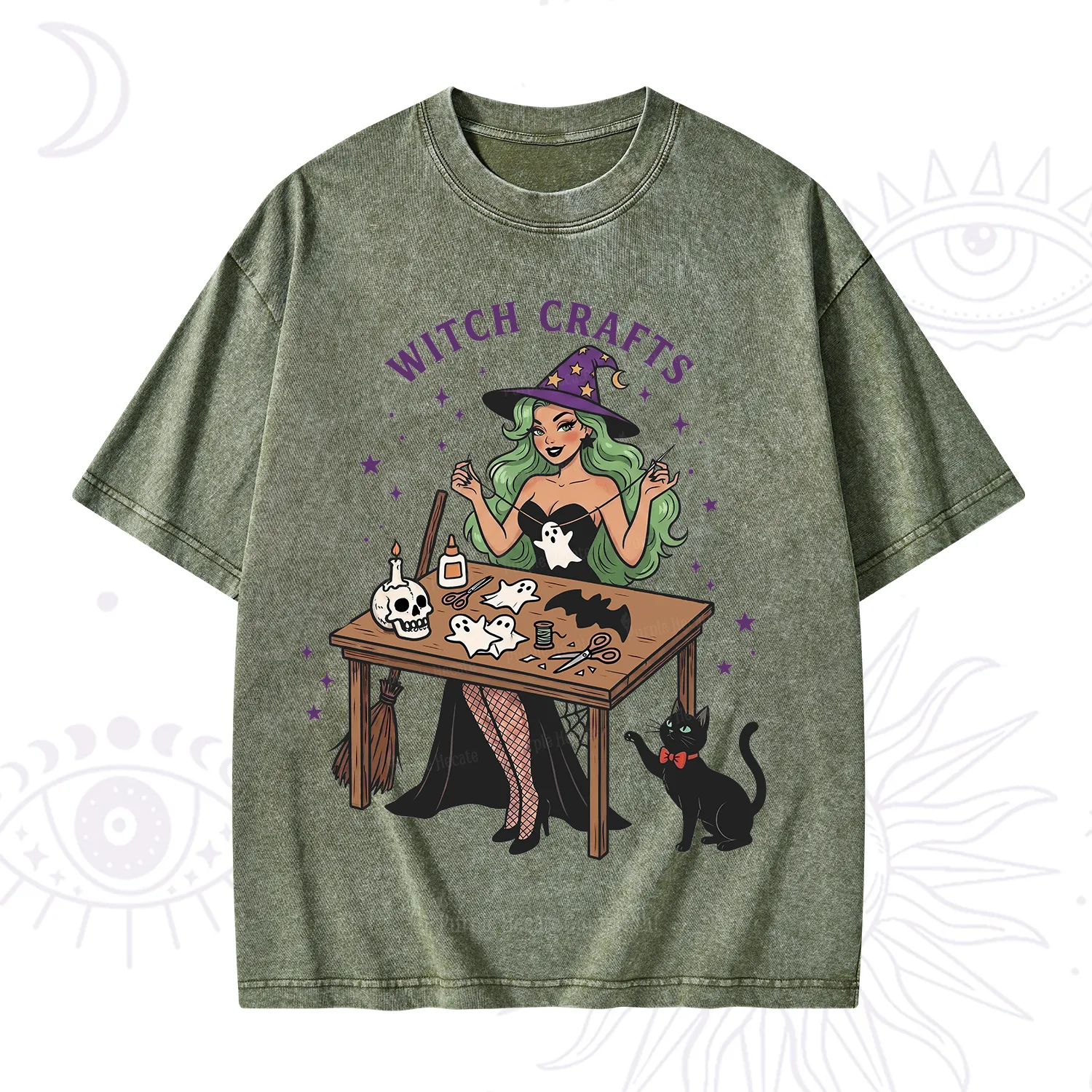 Purplehecate Quirky Witch Crafts Washed T-Shirt