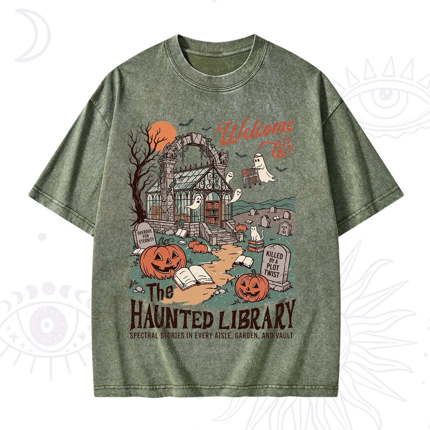 Purplehecate Welcome to the Haunted Library Washed T-Shirt