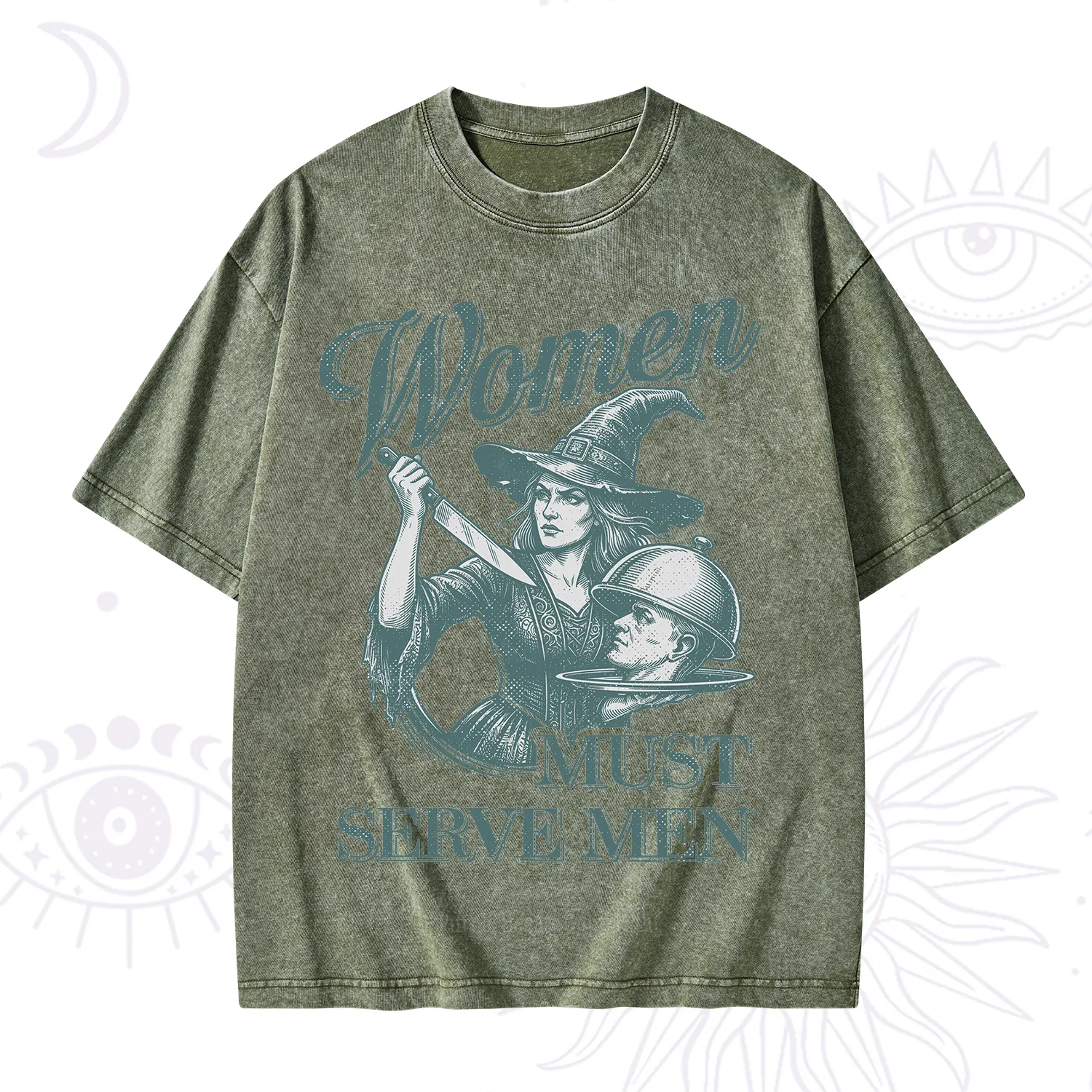 Purplehecate Women Must Serve Men Washed T-Shirt