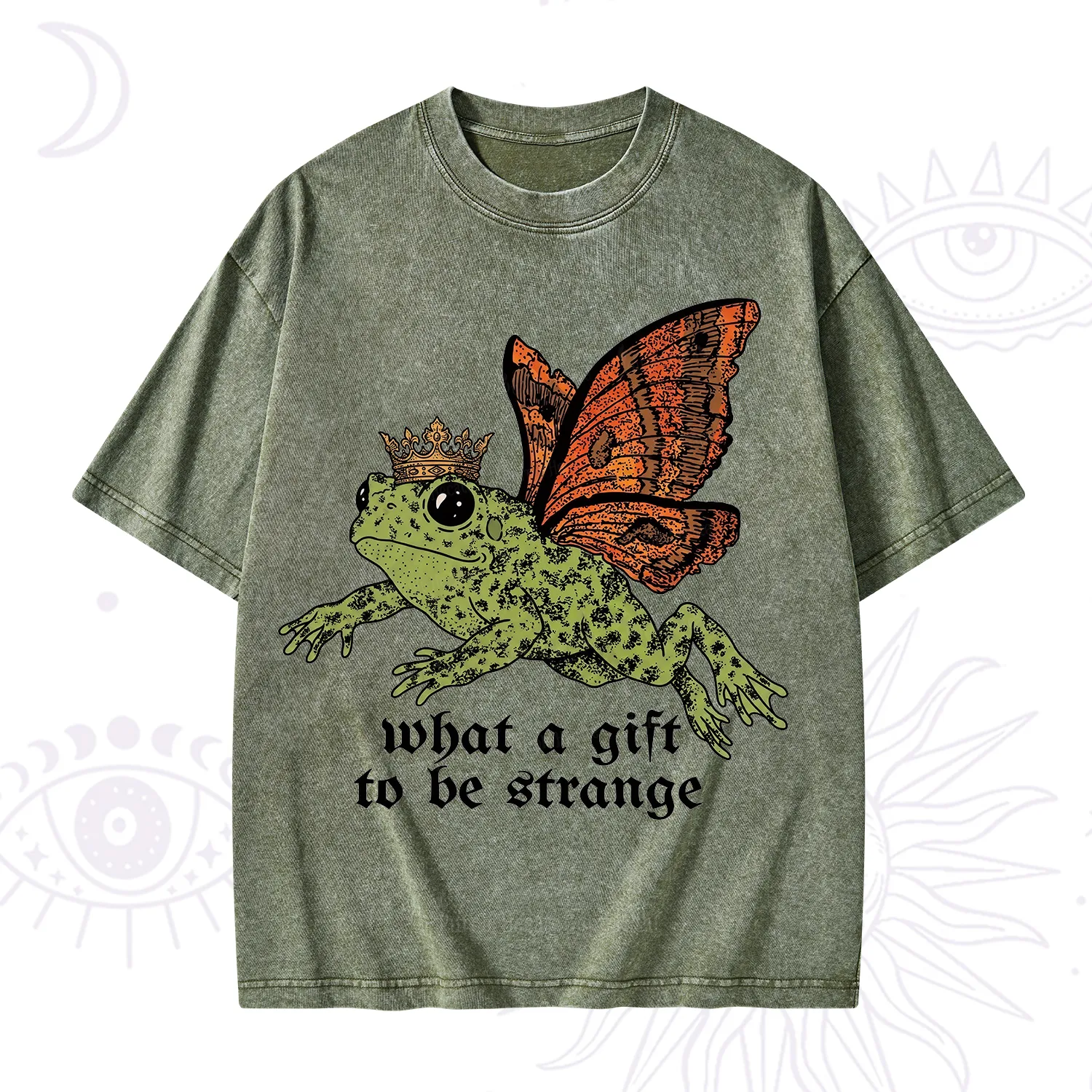 Purplehecate What a Gift to Be Strange Frog Washed T-Shirt