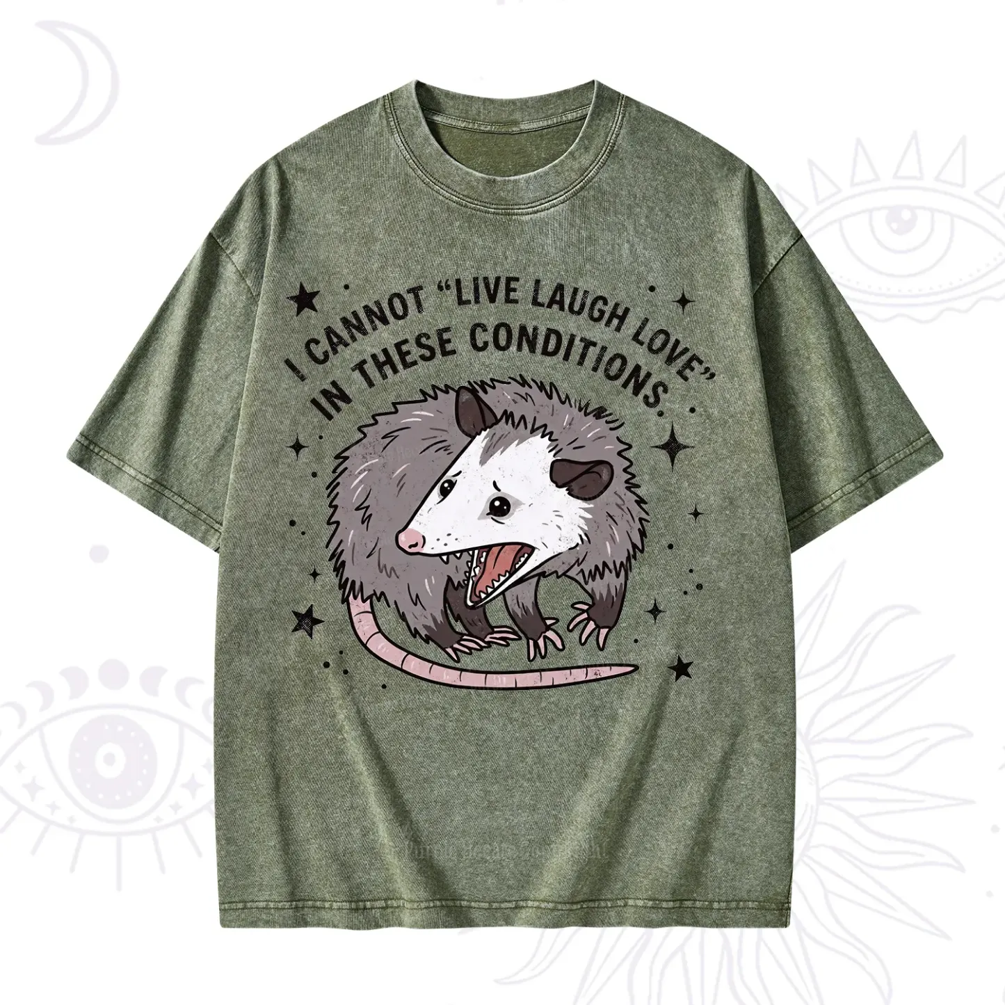 Purplehecate I Cannot Live Laugh Love Possum Washed T-Shirt