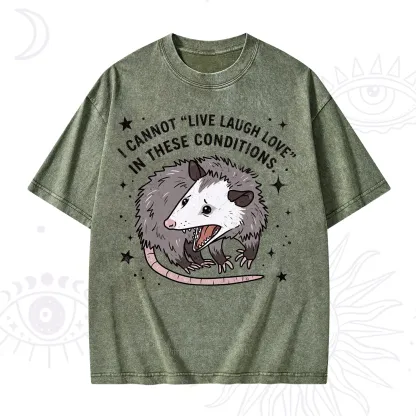 Purplehecate I Cannot Live Laugh Love Possum Washed T-Shirt