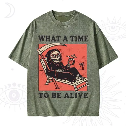 Purplehecate What A Time To Be Alive Washed T-Shirt