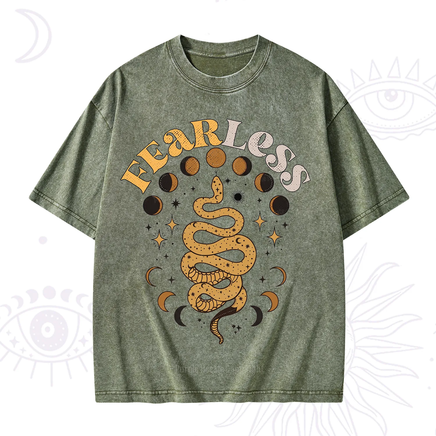 Purplehecate Fearless Serpent of the Moon Phases Washed T-Shirt