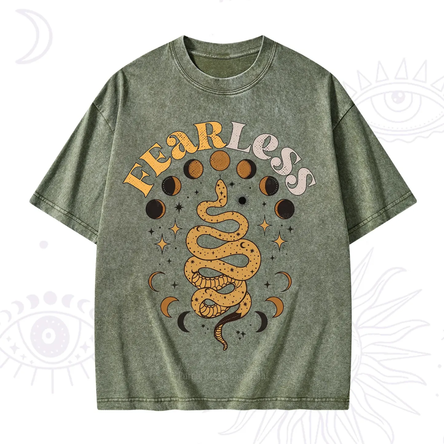Purplehecate Fearless Serpent of the Moon Phases Washed T-Shirt