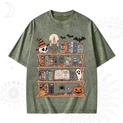 Purplehecate Halloween Library Washed T-Shirt