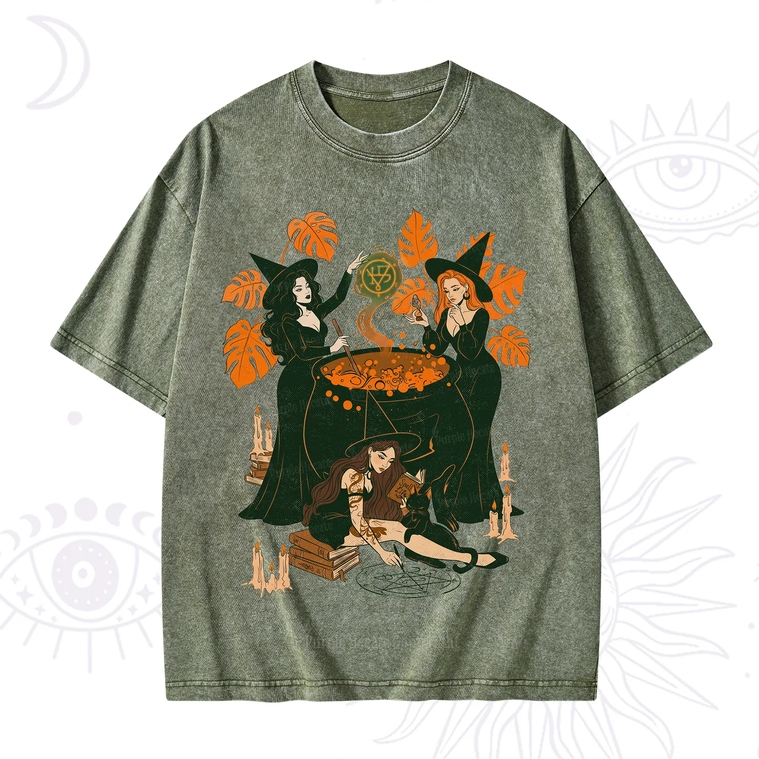 Purplehecate Midnight Potion Ritual Halloween Washed T-Shirt