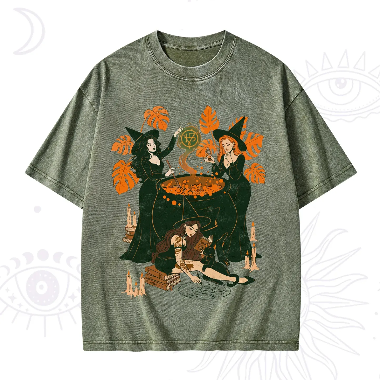 Purplehecate Midnight Potion Ritual Halloween Washed T-Shirt