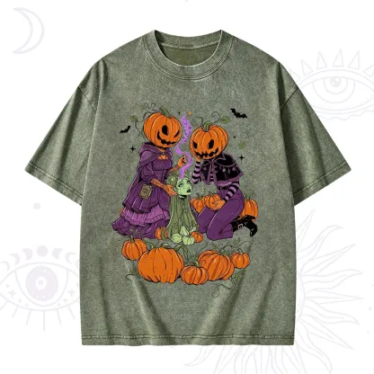 Purplehecate Spooky Witch Pumpkin Patch Washed T-Shirt
