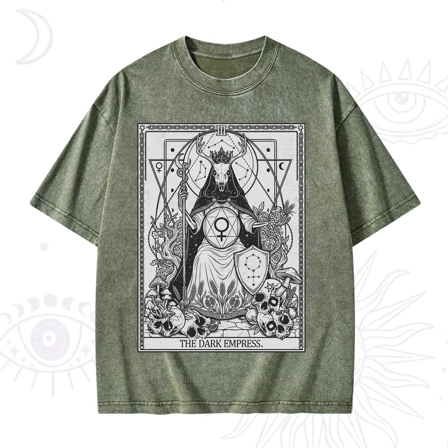 Purplehecate The Dark Empress Tarot Washed T-Shirt