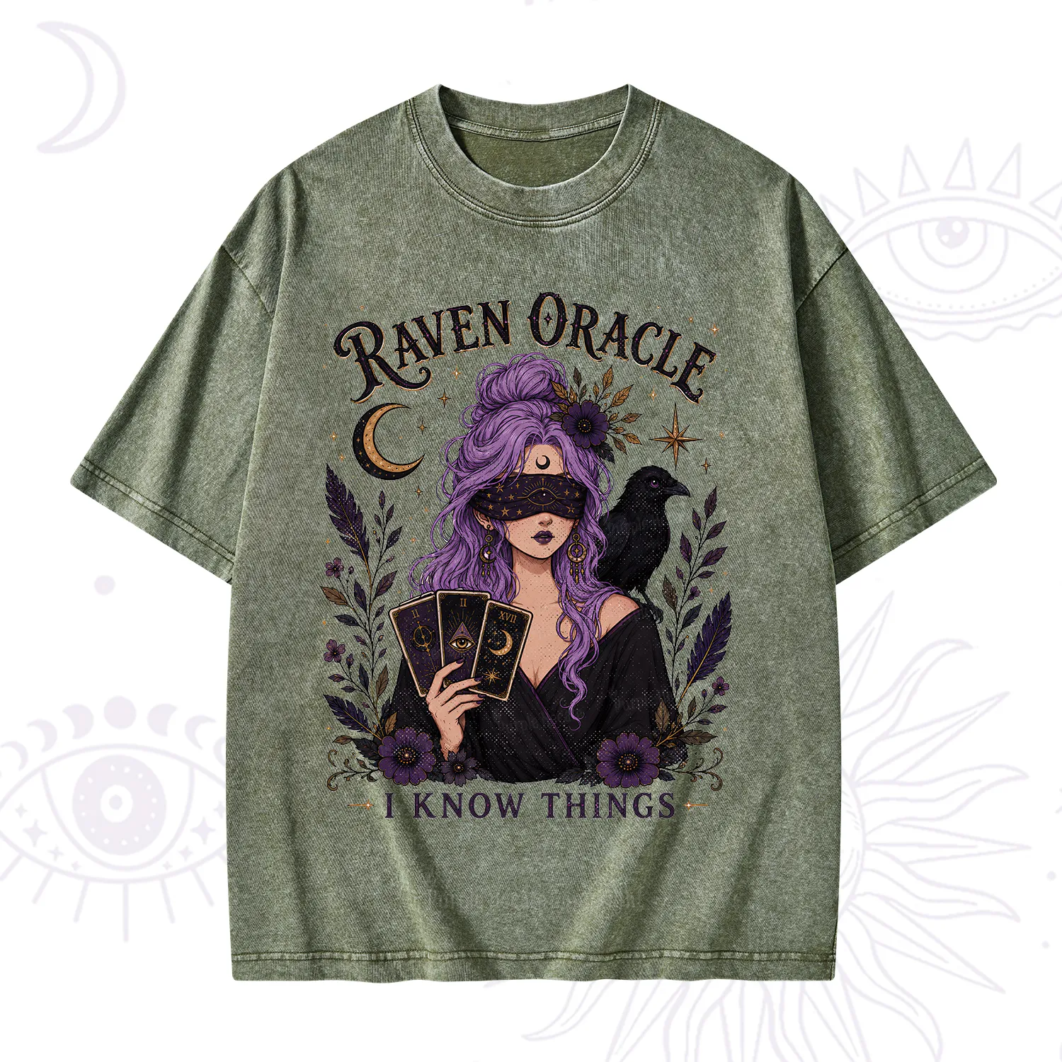 Purplehecate Raven Oracle I Know Things Witchy Washed T-Shirt