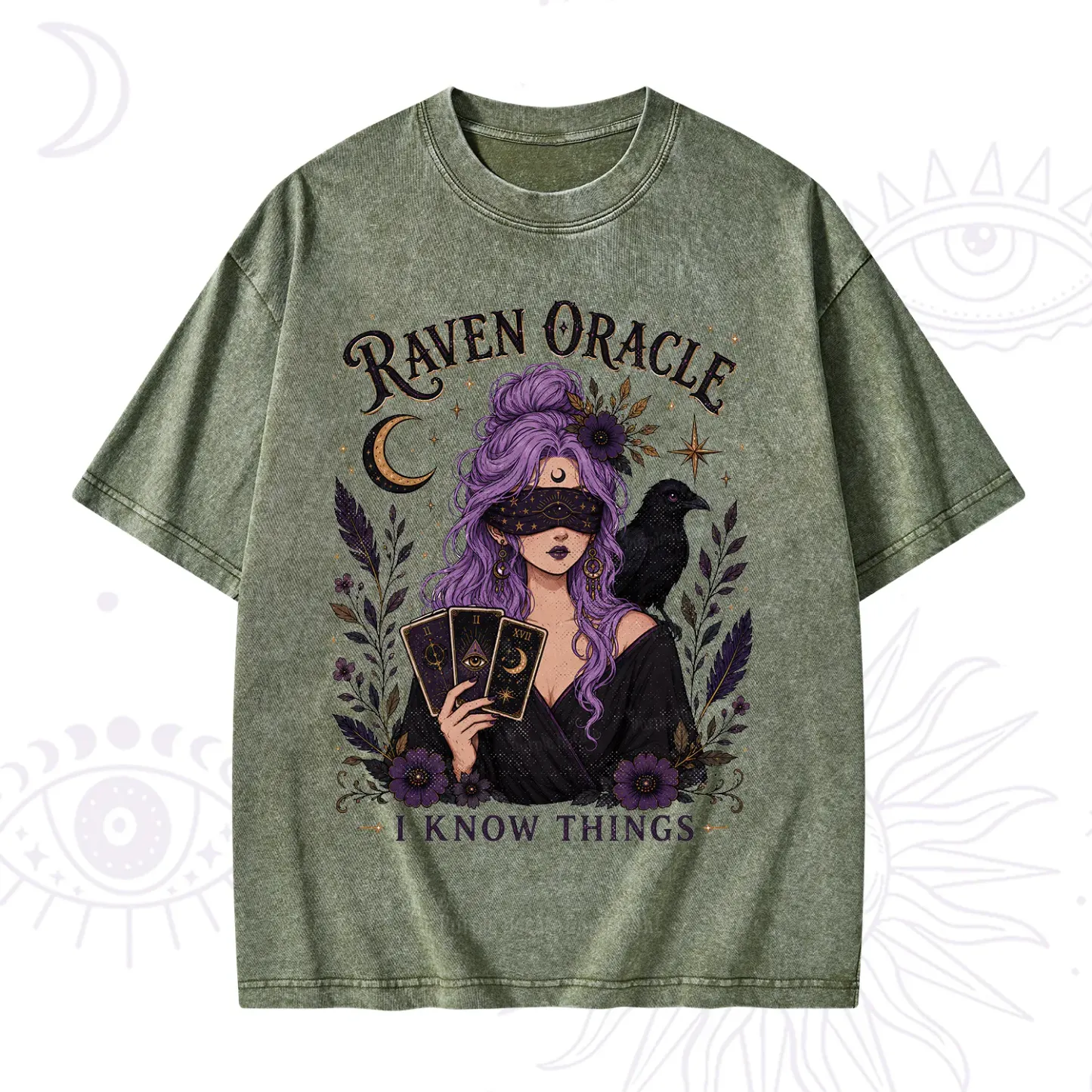 Purplehecate Raven Oracle I Know Things Witchy Washed T-Shirt