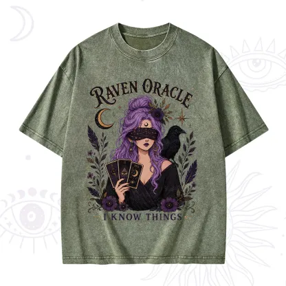 Purplehecate Raven Oracle I Know Things Witchy Washed T-Shirt