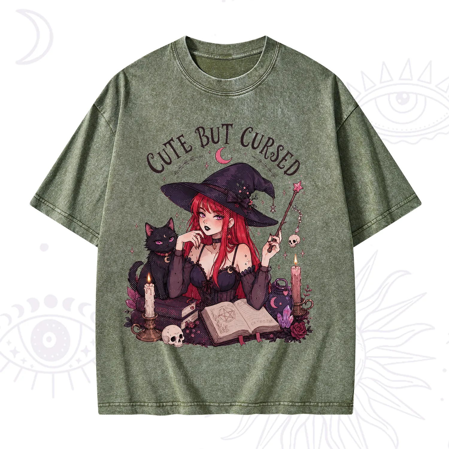 Purplehecate Cute But Cursed Witch Washed T-Shirt