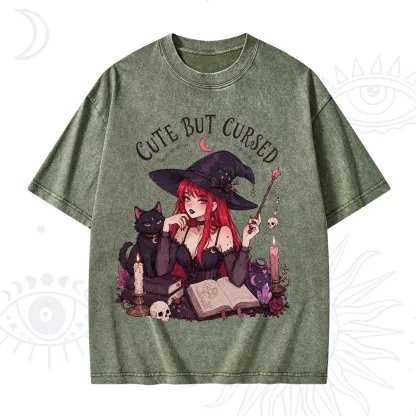 Purplehecate Cute But Cursed Witch Washed T-Shirt