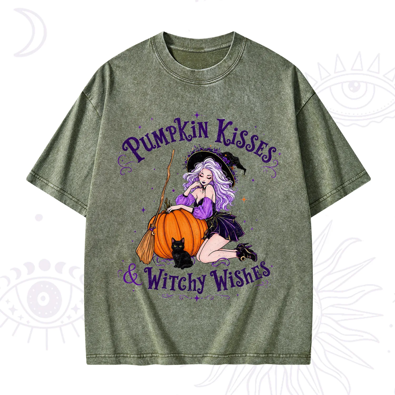 Purplehecate Pumpkin Kisses & Witchy Wishes Washed T-Shirt