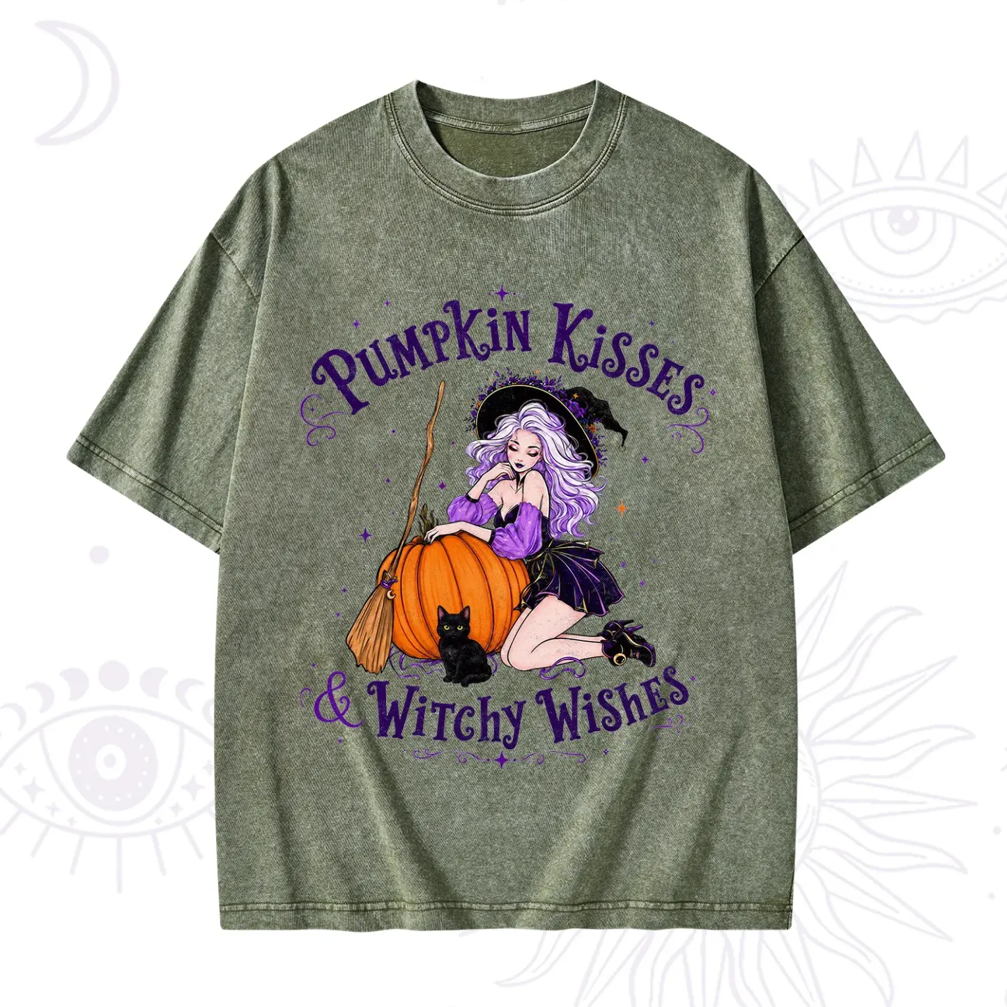 Purplehecate Pumpkin Kisses & Witchy Wishes Washed T-Shirt