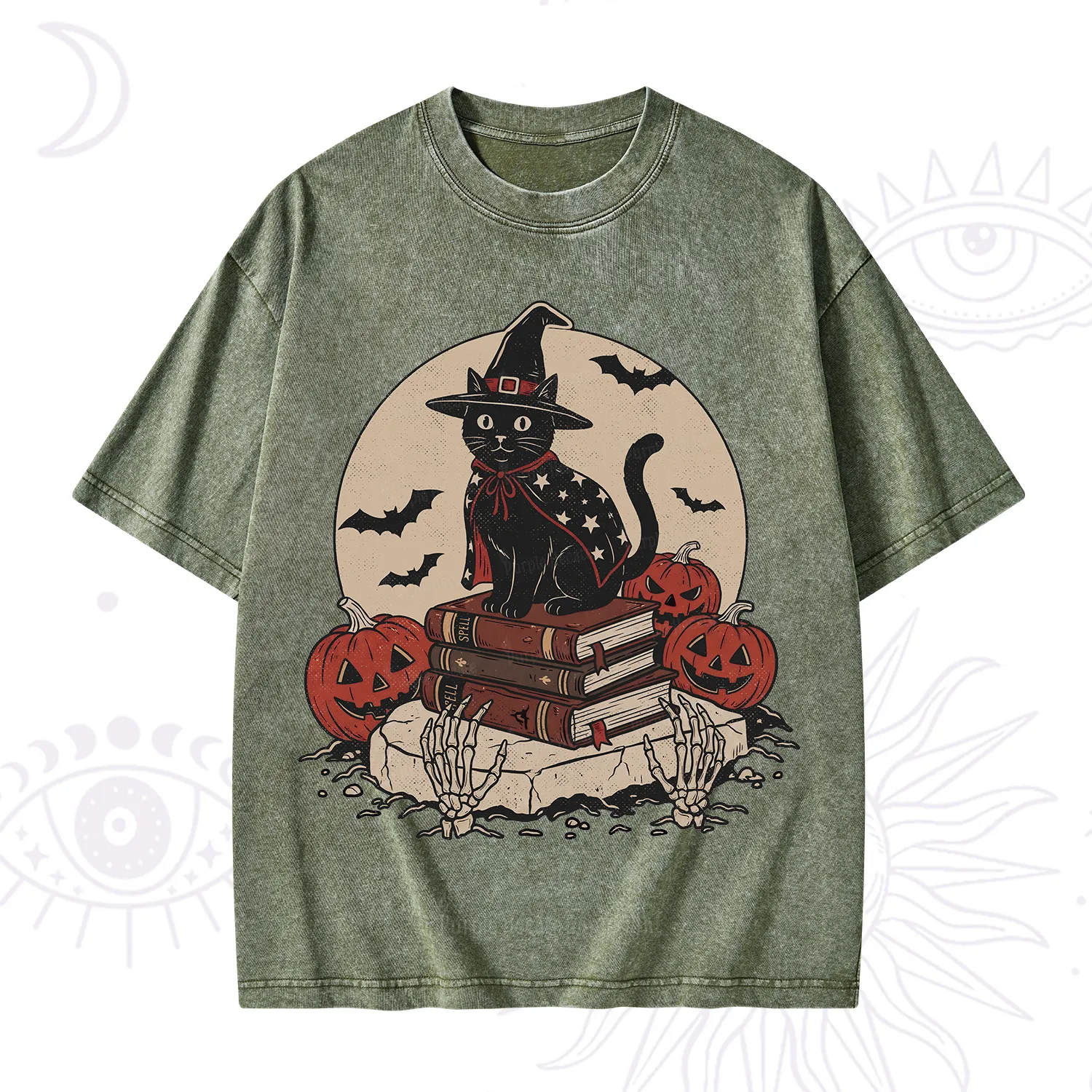 Purplehecate Witch Hat Pumpkin Washed T-Shirt