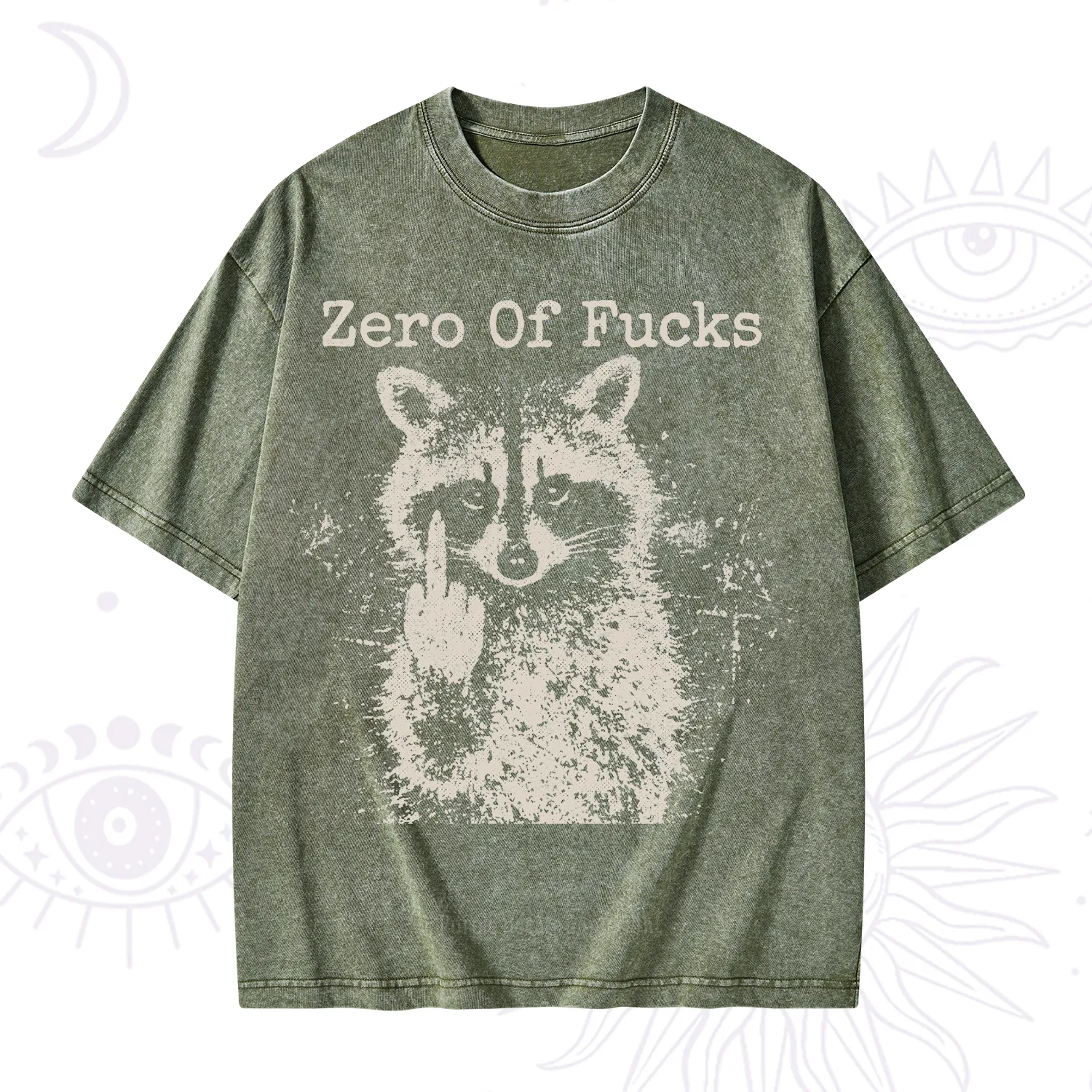 Purplehecate Zero Of Fucks Raccoon Washed T-Shirt