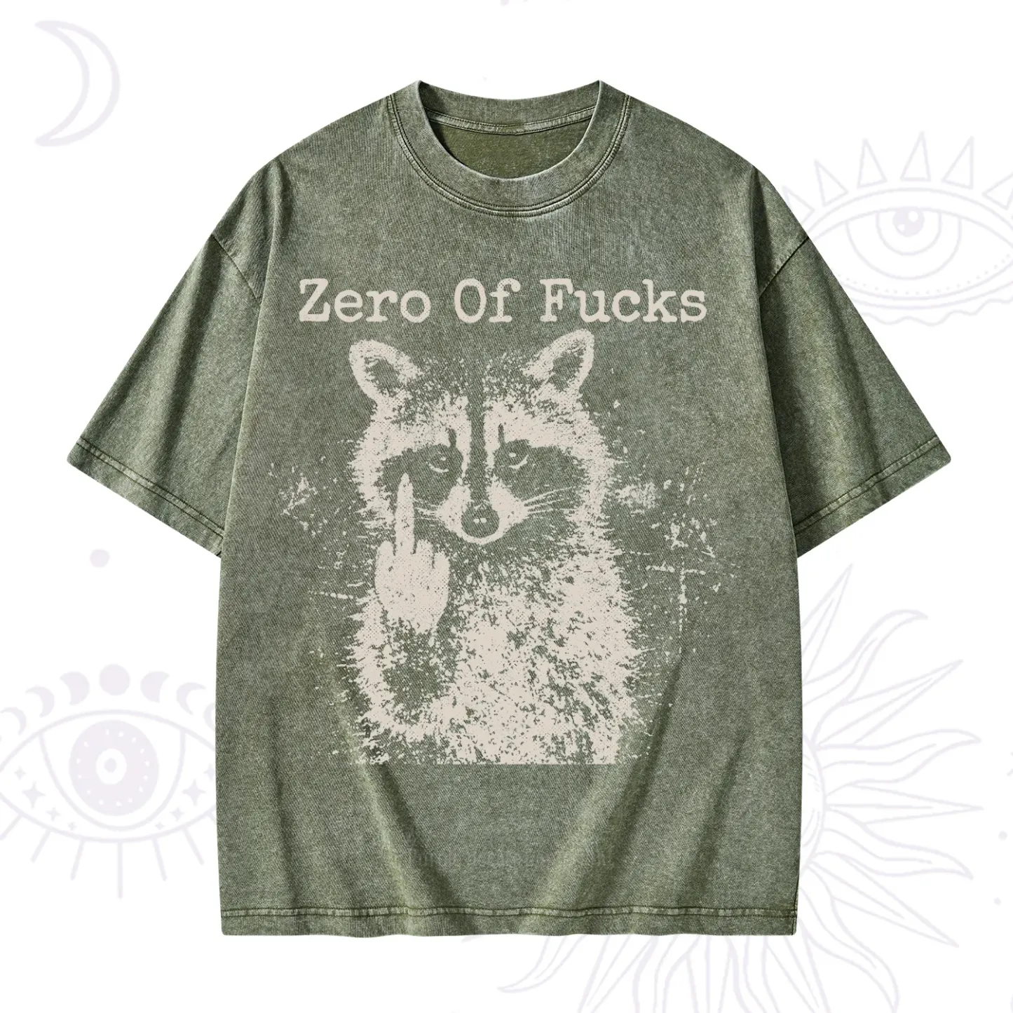 Purplehecate Zero Of Fucks Raccoon Washed T-Shirt