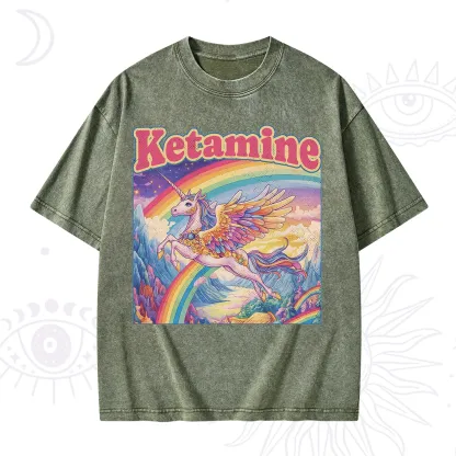 Purplehecate Ketamine Rainbow Unicorn Washed T-Shirt
