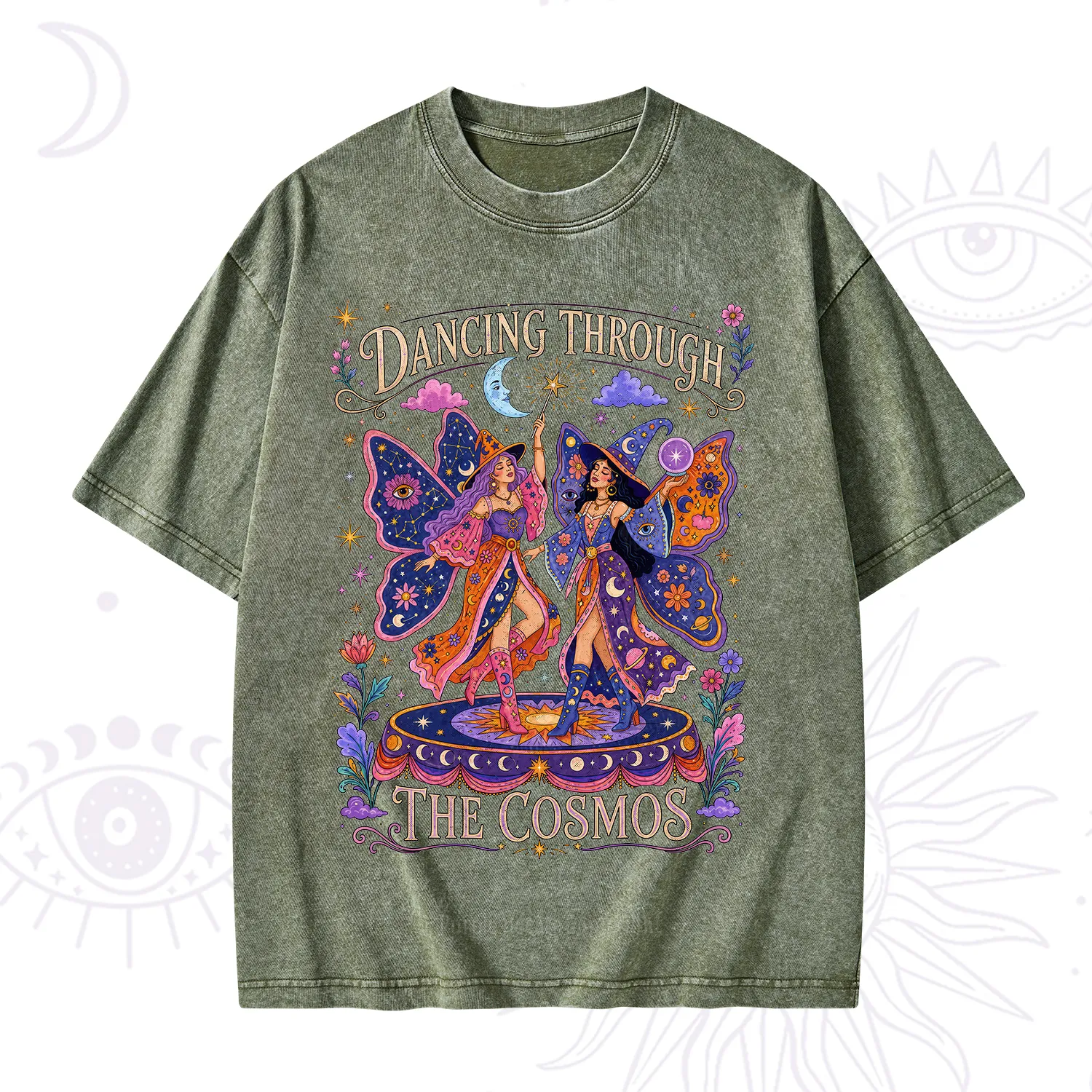 Purplehecate Dancing Through the Cosmos Washed T-Shirt