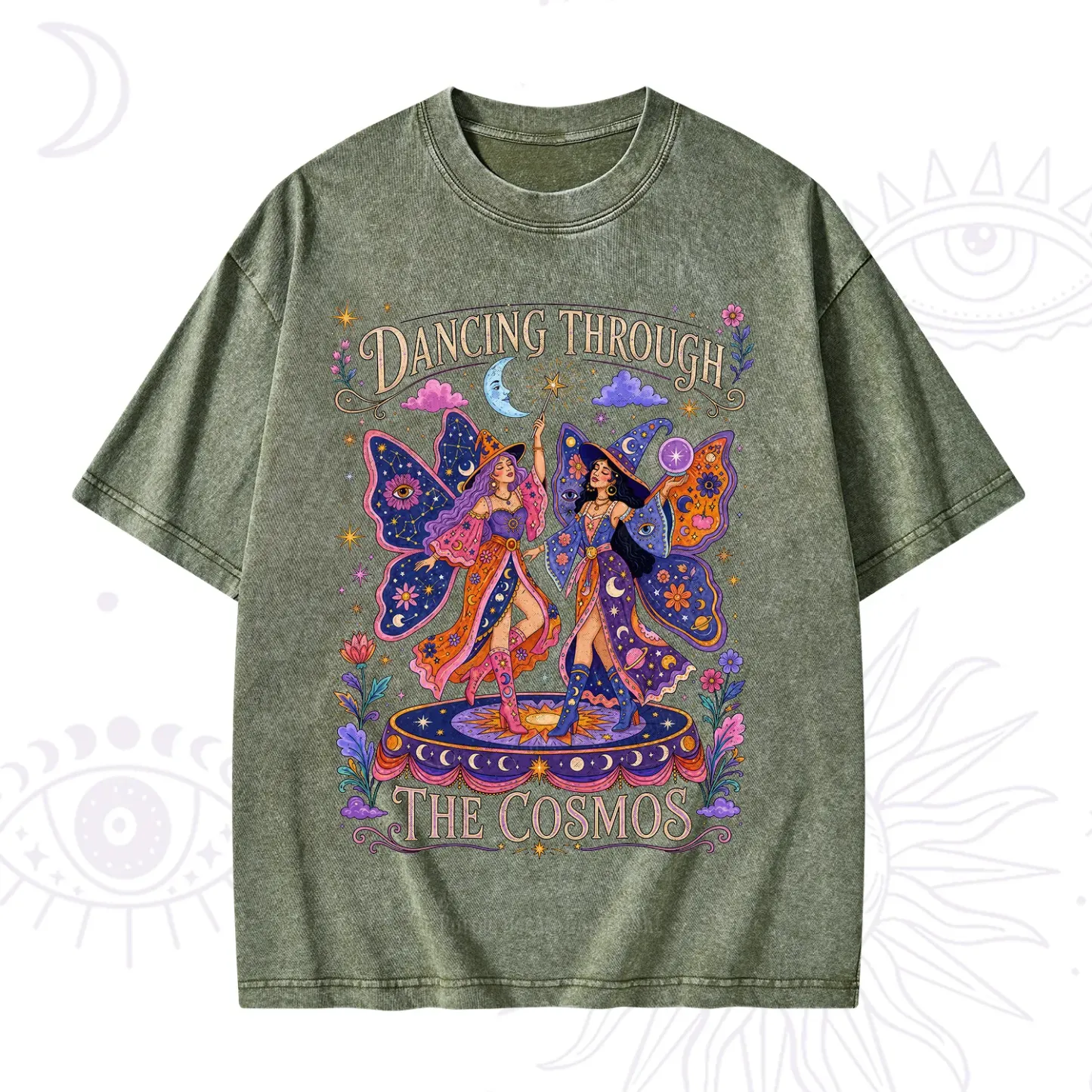 Purplehecate Dancing Through the Cosmos Washed T-Shirt