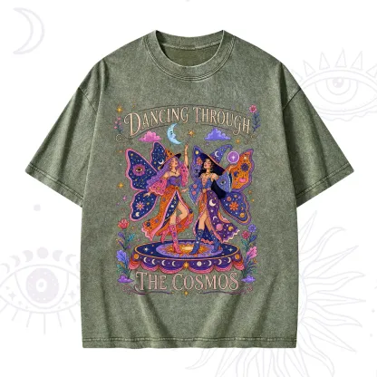 Purplehecate Dancing Through the Cosmos Washed T-Shirt