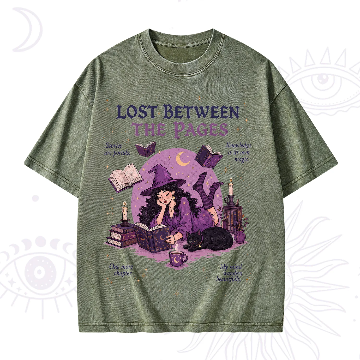 Purplehecate Lost Between the Pages Washed T-Shirt