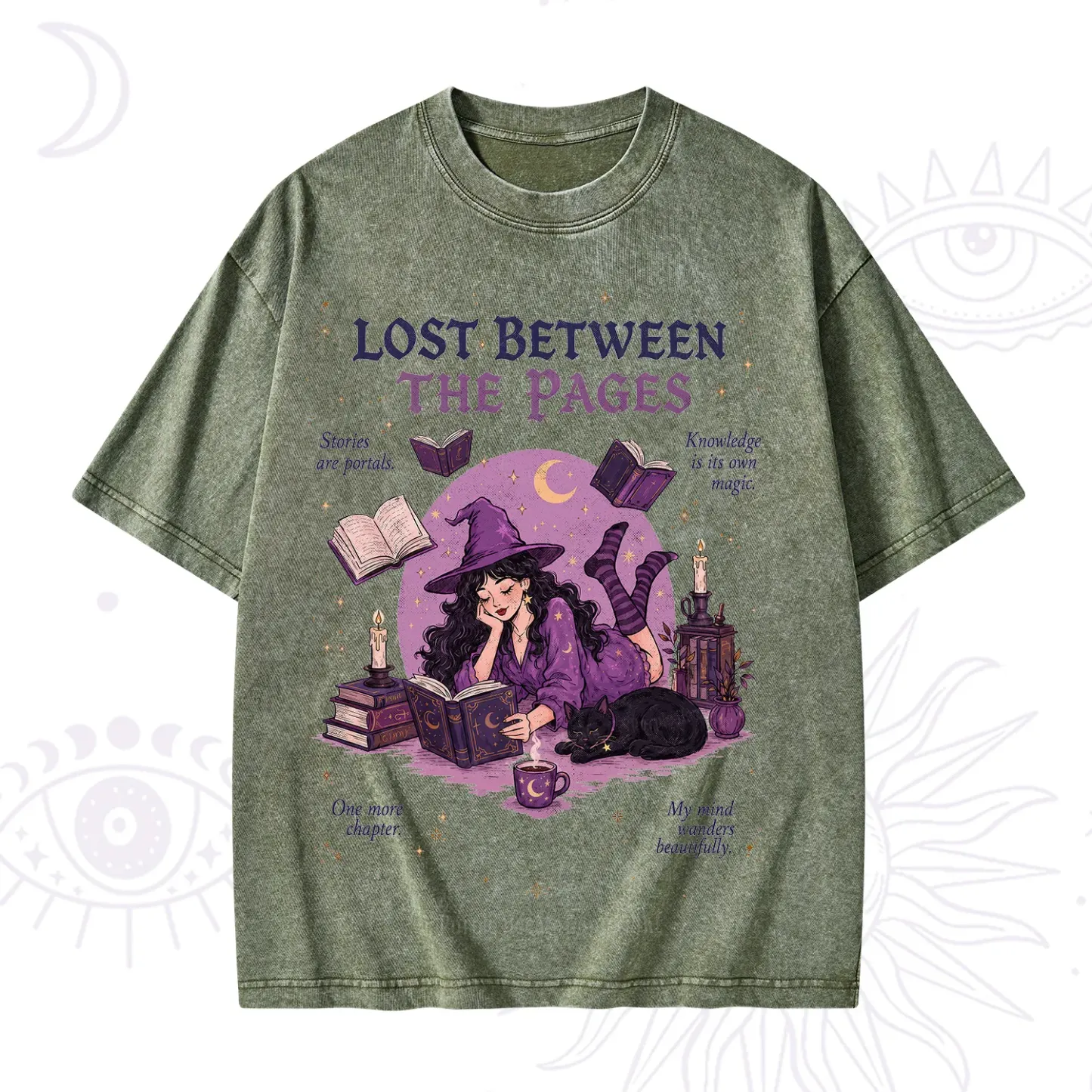 Purplehecate Lost Between the Pages Washed T-Shirt
