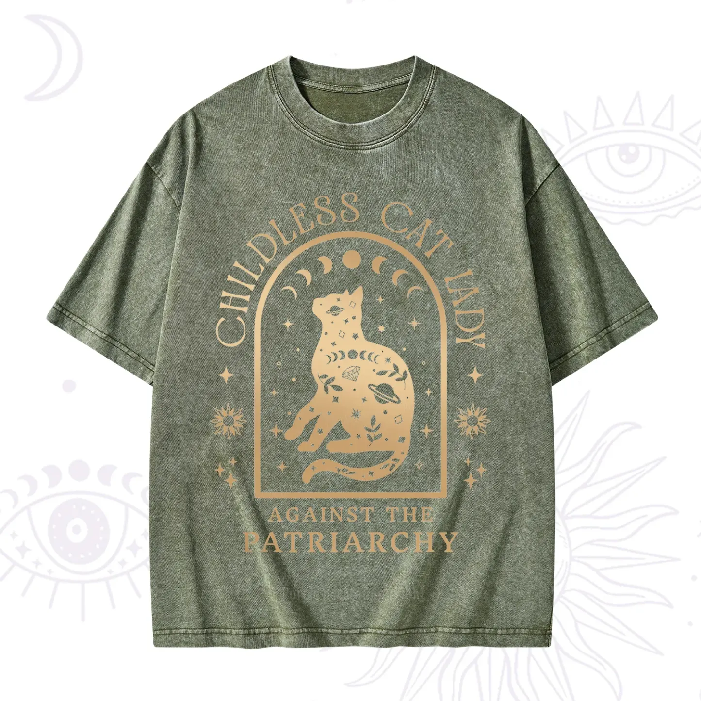 Purplehecate Childless Cat Lady Against the Patriarchy Washed T-Shirt