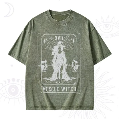 Purplehecate The Muscle With Tarot Washed T-Shirt