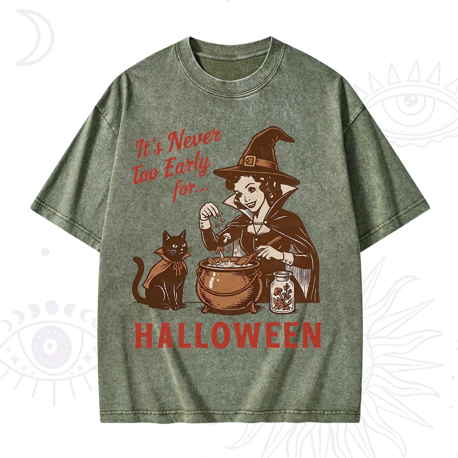 Purplehecate Never too Early for Halloween Washed T-Shirt