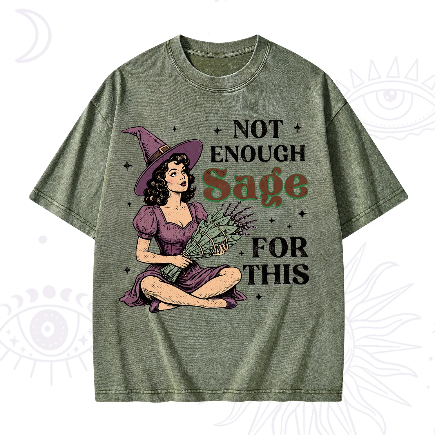 Purplehecate Not Enough Sage Witchcore Spiritual Washed T-Shirt