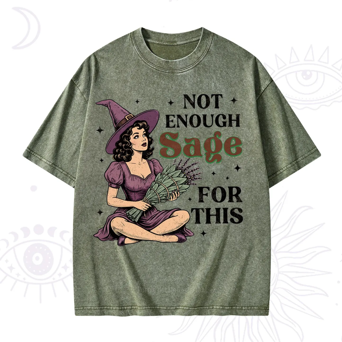Purplehecate Not Enough Sage Witchcore Spiritual Washed T-Shirt