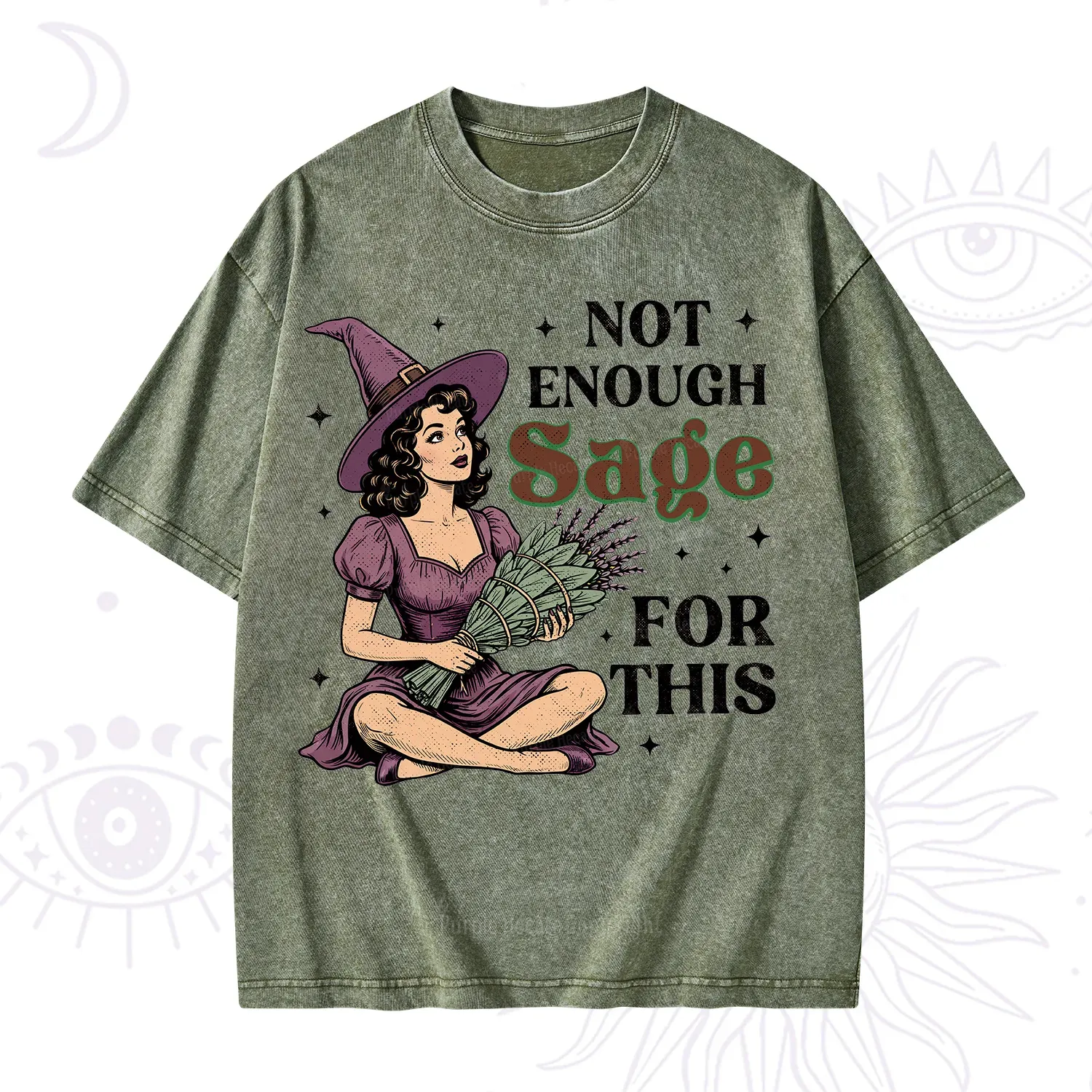 Purplehecate Not Enough Sage Witchcore Spiritual Washed T-Shirt